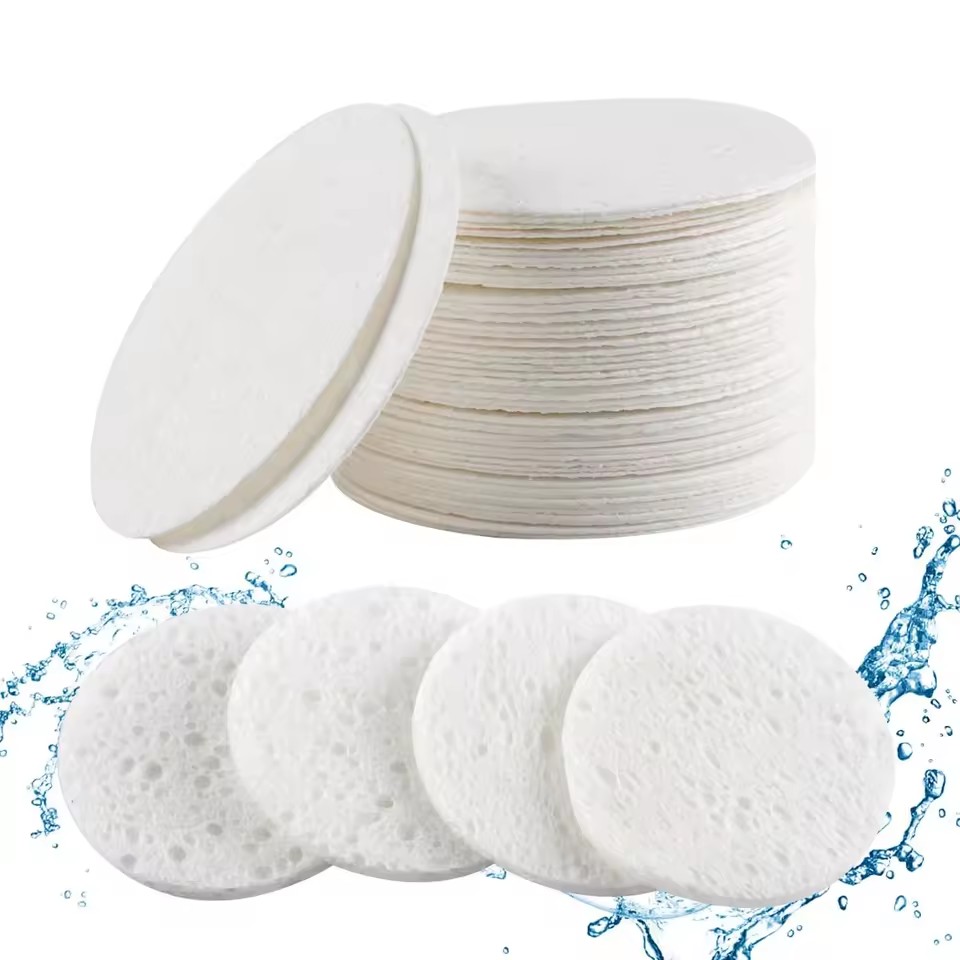 100% Natural Facial Cleansing Cellulose Sponge Organic Face Friendly Makeup Removal Exfoliation Sponge Puff for Women All Skin