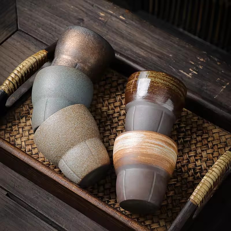 Japanese-style Coarse Earthenware Espresso Cup Retro Ceramic Kung Fu Tea Cup Office and Household Water Cup