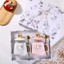 Customized LOGO Hot Selling Ceramic Mr. & Mrs. Mugs Set Marble Finish for Sweet Life Welcome Gifts Coffee Cups Boxed