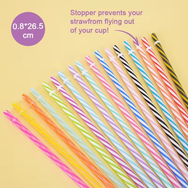 New 7mm Aperture Straw Two-color Plastic Cup Accessories PP Straw Multi-color Straw