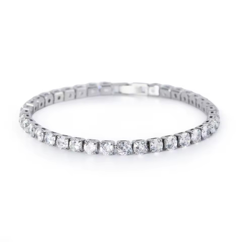 Factory 4MM Cubic Zircon Tennis Bracelet Frauen Iced Out Miami Bangle Stainless Steel Cuban Link Chain Bracelet Women Jewelry
