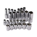 1pc 1/2'' Drive Metric Socket Set 8 32mm Sizes 6-Point Hex Head Short Stepped-Collar 46mm Long Cr-V Steel DIY Grade Chrome