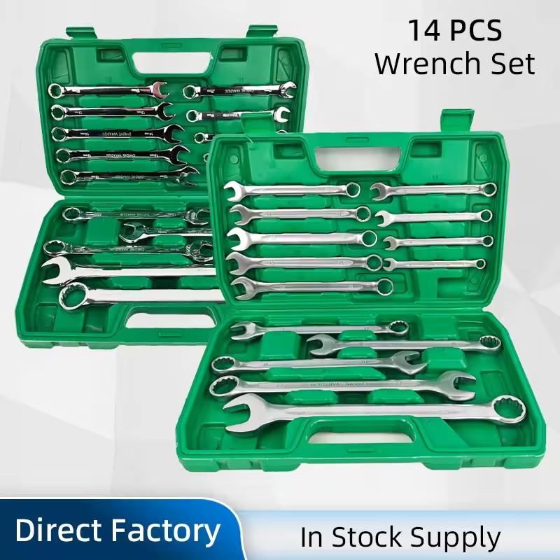 Mirror Finish and Matte Finish Styles Guaranteed Strong Torque Boxed 14 Pcs Dual-Use Wrench