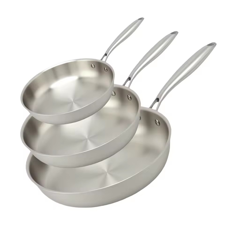 Tri-ply Stainless Steel 304 Fry Pan Skillets Home Use Induction Cookware 8/10/12 Inch Non-stick Frying Pan Set Cooking Pan