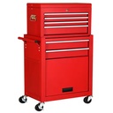 Red Metal Rolling Tool Chest 485mm L x 410mm W x 400mm D With Push Handle Keyed Lock Garage Storage Box