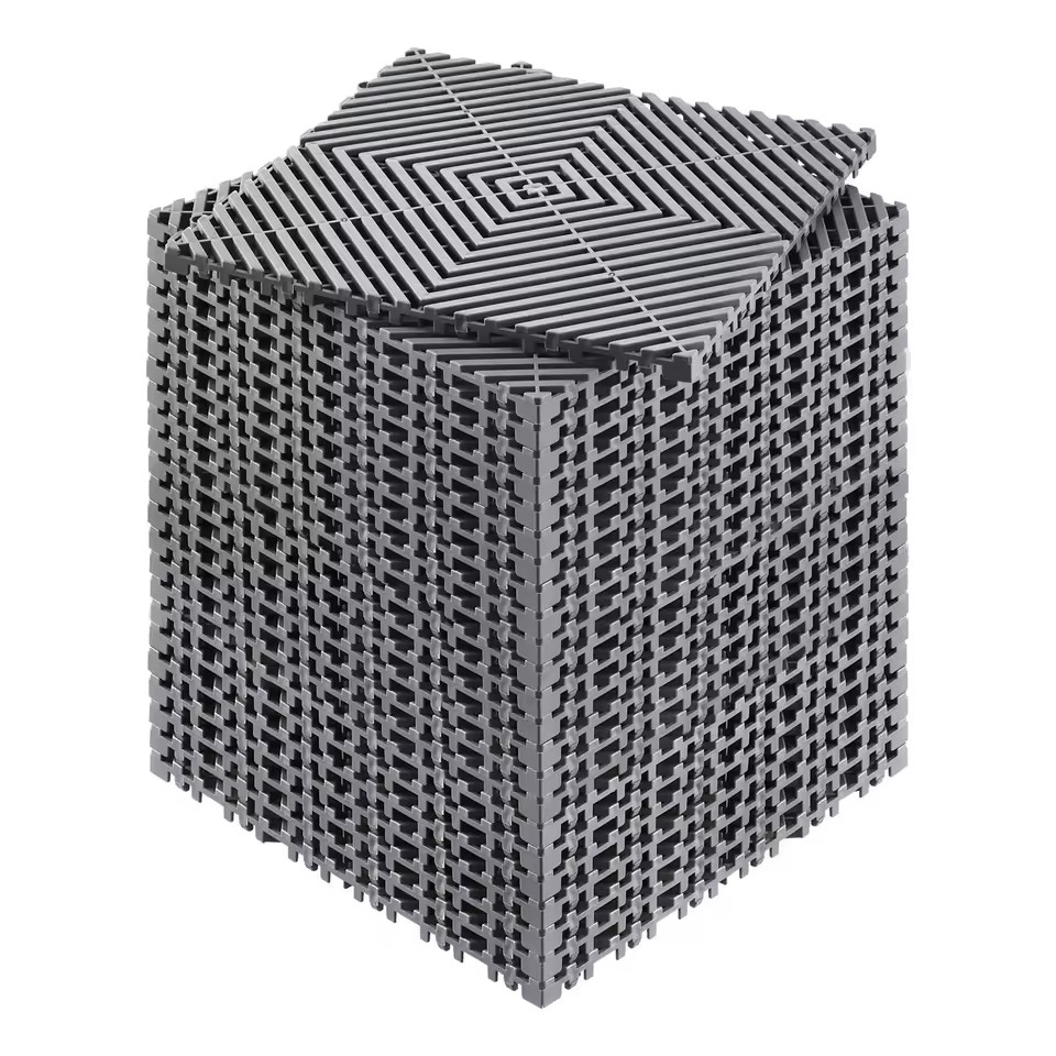 Industrial Interlocking Drainage Mat 12x12 Modular Cushion Non Slip Light Gray PP Material Durable Click-Lock Floor Tile Garage