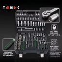 CRV 172-Pieces 1/4", 3/8", & 1/2" Drives Socket Tool Set with 3-Color Ratchet Handle for Comprehensive Mechanics