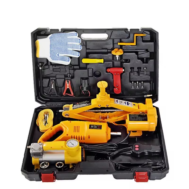 Electrical Scissor Car Jack Tyre Inflator Air Pump Tires Garage Repair Emergency Kit for Car SUV