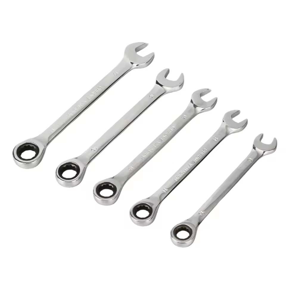 CR-V Customizable OEM Dual-End Open End Ring Wrench Sets Ratchet Combination Ratchet Wrench for Auto Repair