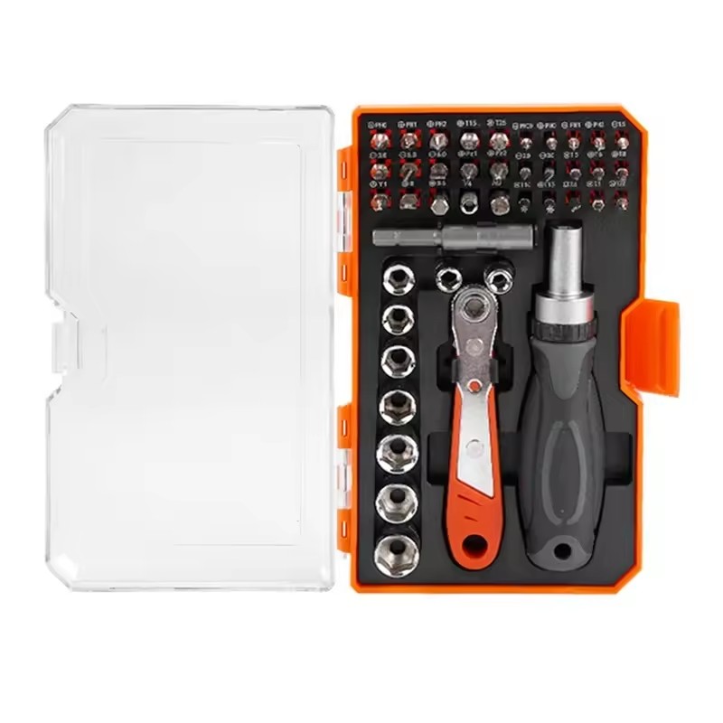 42-In-1 Steel Plastic Handle Combination Screwdriver Set Vertical Horizontal Ratchet for Household Precision Maintenance Tools