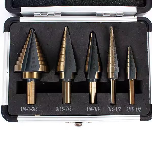 5Pcs Metal Working Heavy Duty HSS Spiral Grooved Well Drilling Step Drill Bit for Faster Drilling
