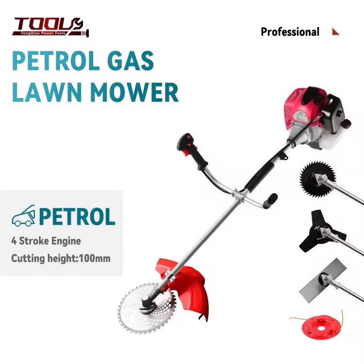 Multi-Purpose 42.7cc 4-Stroke Petrol Powered Lawn Mower Brush Cutter Professional Gas-Powered Gasoline Lawn Mower Grass Cutter
