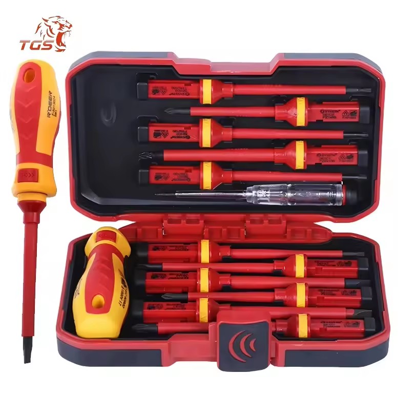 TGS 13-Piece GS Insulated Hand Screwdriver Set 1000V Slotted Phillips Bits Box Durable Sander Household OEM