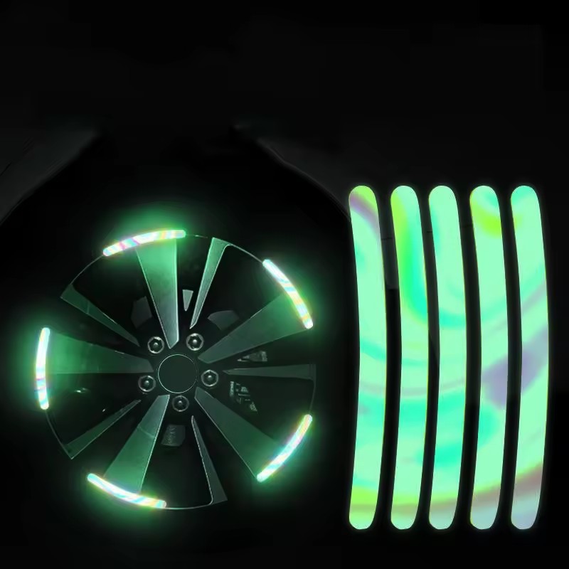 Wheel Hub Decals Reflective Car Reflector Strips Tape Rim Stickers