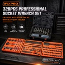 320-Piece Professional Mechanic Tool Set 1/4" 3/8" 1/2" Drive Socket Wrench Set with 3-Drawer Storage Case OEM