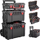 Airaj Heavy Duty Aluminum Rolling Tool Box Waterproof Wheels Modular Stackable Design Telescopic Pull Rod Handle Removable Box