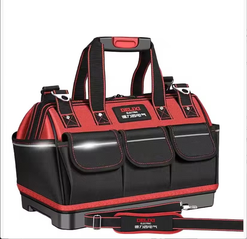 Delixi Hard-bottom Kit Electricians Waterproof Engineer Canvas Bag for Technicians Factory Customizable OEM/ODM Support Tool Bag