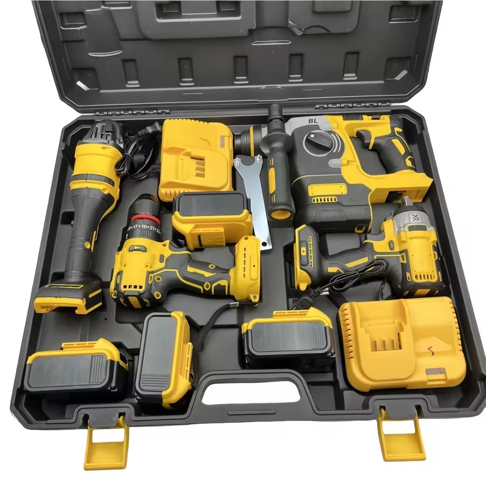 4 in 1 Cordless Brushless Large Capacity Battery Electric Drill Wrench Angle Grinder Lithium Electric Power Tool Set