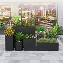 Factory Supply Long Outdoor Tall Rectangular Aluminum Powder Coated Planter Box with Drainage Hole for Home & Garden