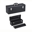 17" Metal ToolBox - Heavy Duty Portable Tool Box with Organizer Tray and Handle - Solid Metal Locking Latches - Scratch