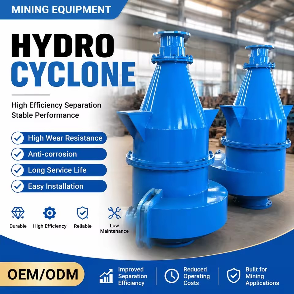 Wear Resistant Hydrocyclone Separator for Mining Gold Copper Ore Slurry Classification Dewatering Mineral Processing