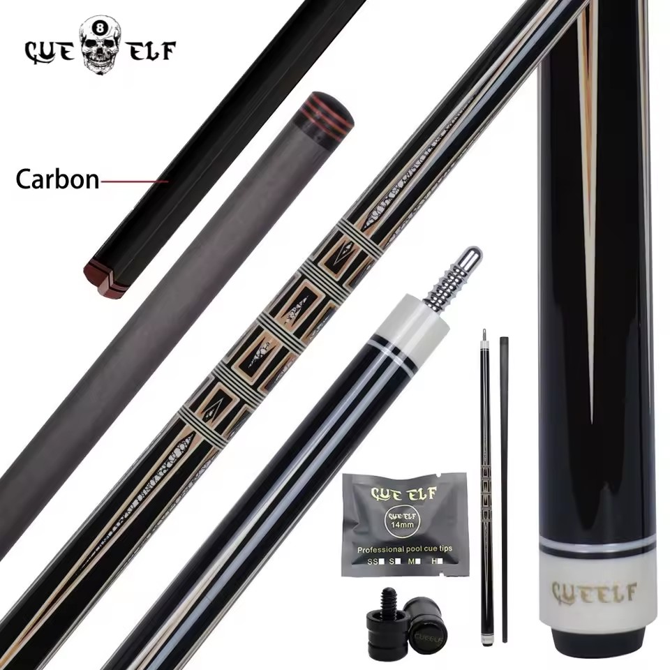 For CUEELF High-Grade 12.5mm Carbon Fiber Pool Cue with Maple Wood and Stainless Steel Joint for Billiard Players