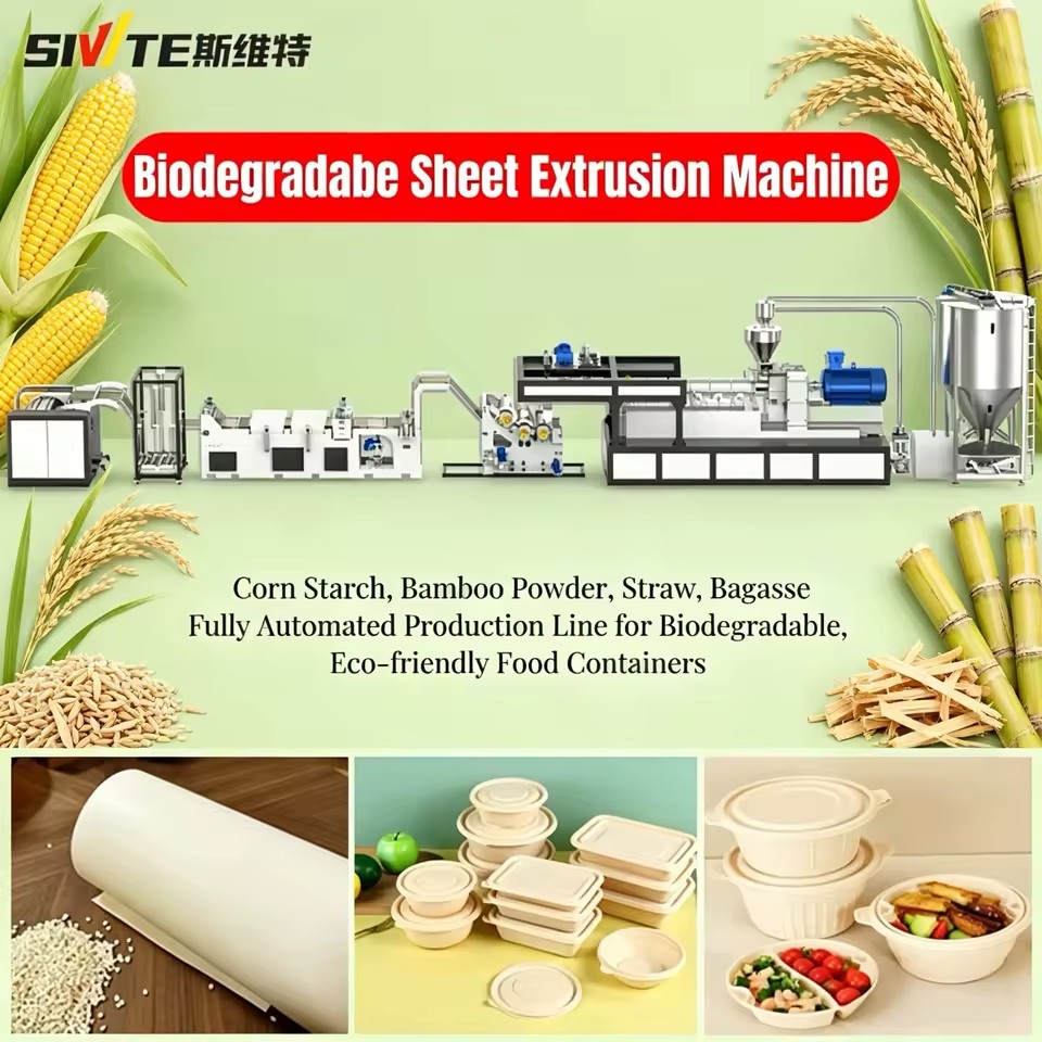 Machinery Energy Saving Biodegradable Twin Screw PE/PP/PS Sheet Extrusion Equipment PLC Controlled High Productivity