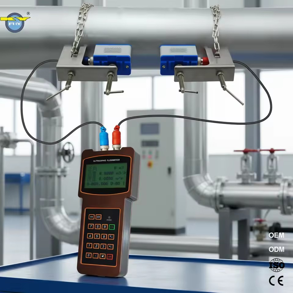 TUF-2000H Portable Clamp-on Ultrasonic Flow Meter IP65 Protection for On-site Pipeline Liquid Flow Testing