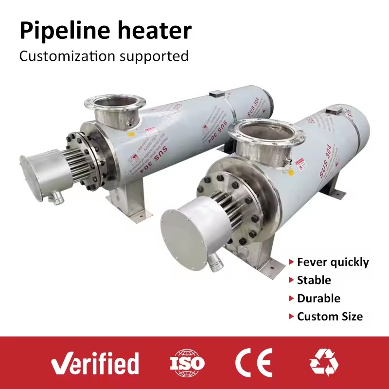 High Pressure PN25 Stainless Steel 316L Electric Process Inline Pipeline Heater for Industrial Fluid Thermal Management System