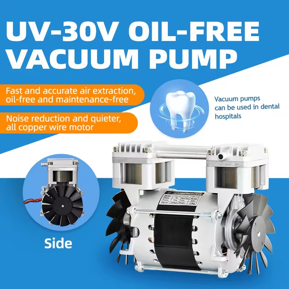 UV-30V Oilless Vacuum Pump 220V with Clean Exhaust No Oil Mist for Semiconductor and Electronics Packaging Applications