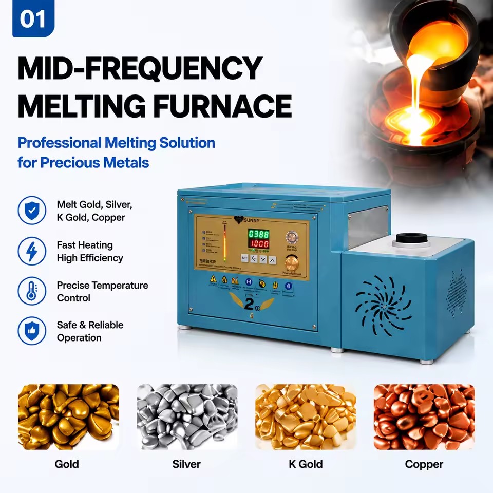Safe Melting Furnace Mini Gold Smelter Portable Induction Electric Overheat Protection Digital Control Iron Energy Casting