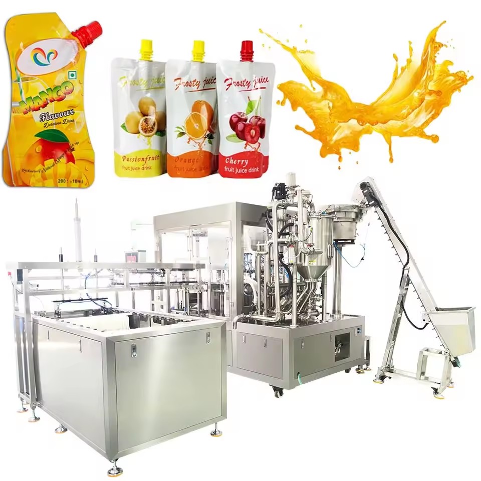 8 Nozzles PLC Controlled Gear Drive Automatic Rotary Spout Pouch Capping Machine for Tomato Sauce Yogurt Juice Pure Water Gel