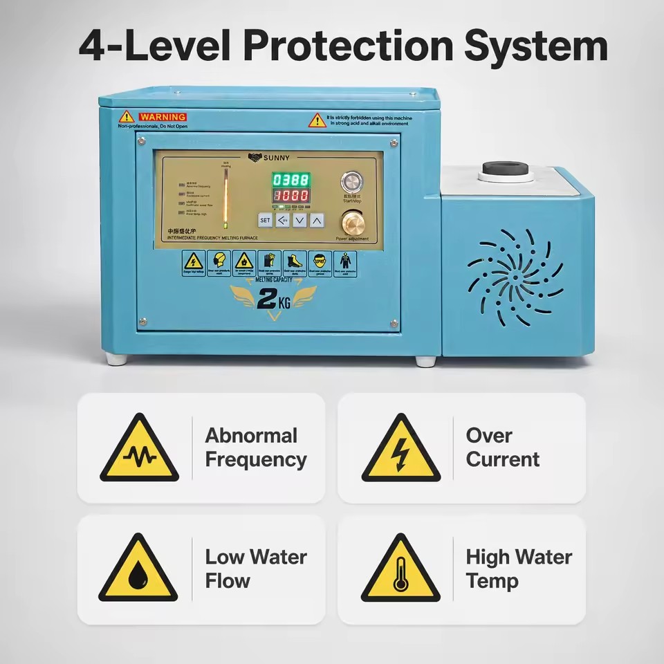 Benchtop Gold Smelter Portable Mini Induction Melting Furnace Electric Heating Digital Control Jewelry Casting Machine 220V