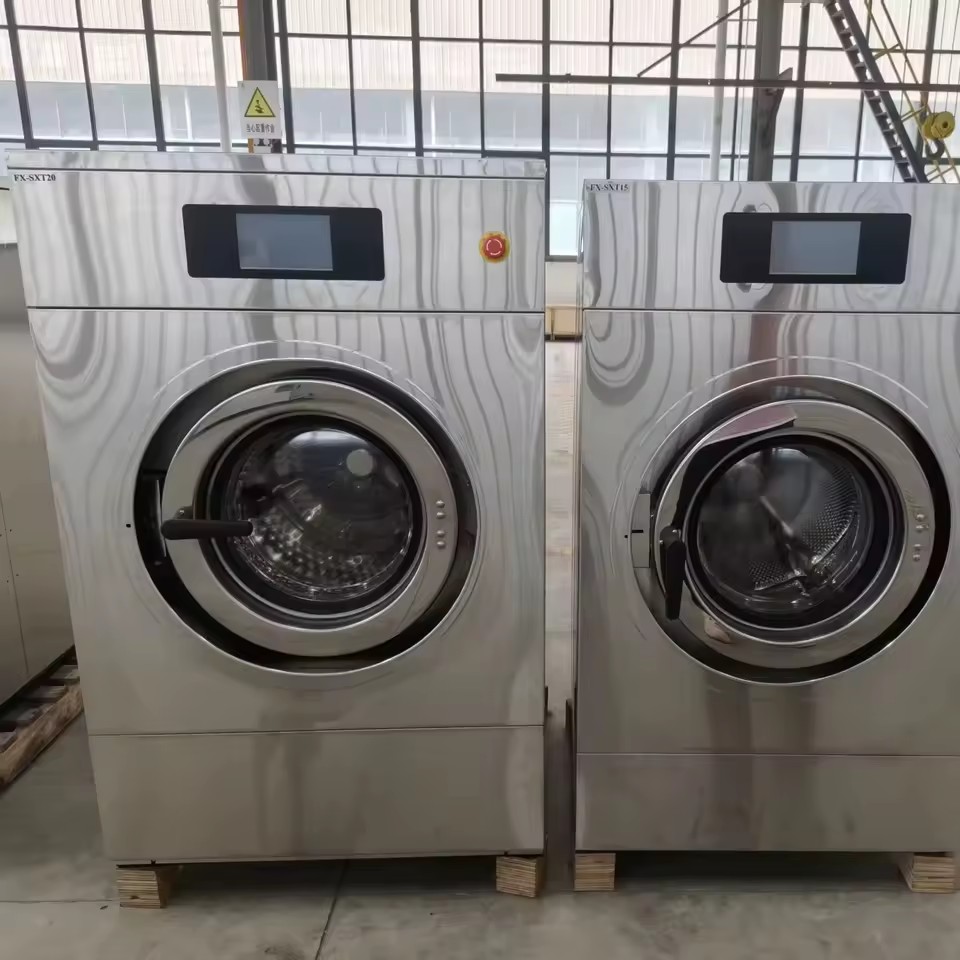 12-30kg Fully Automatic Electric Washer Extractor Machine PLC Control High Speed Spin Stainless Steel Commercial Washing Machine