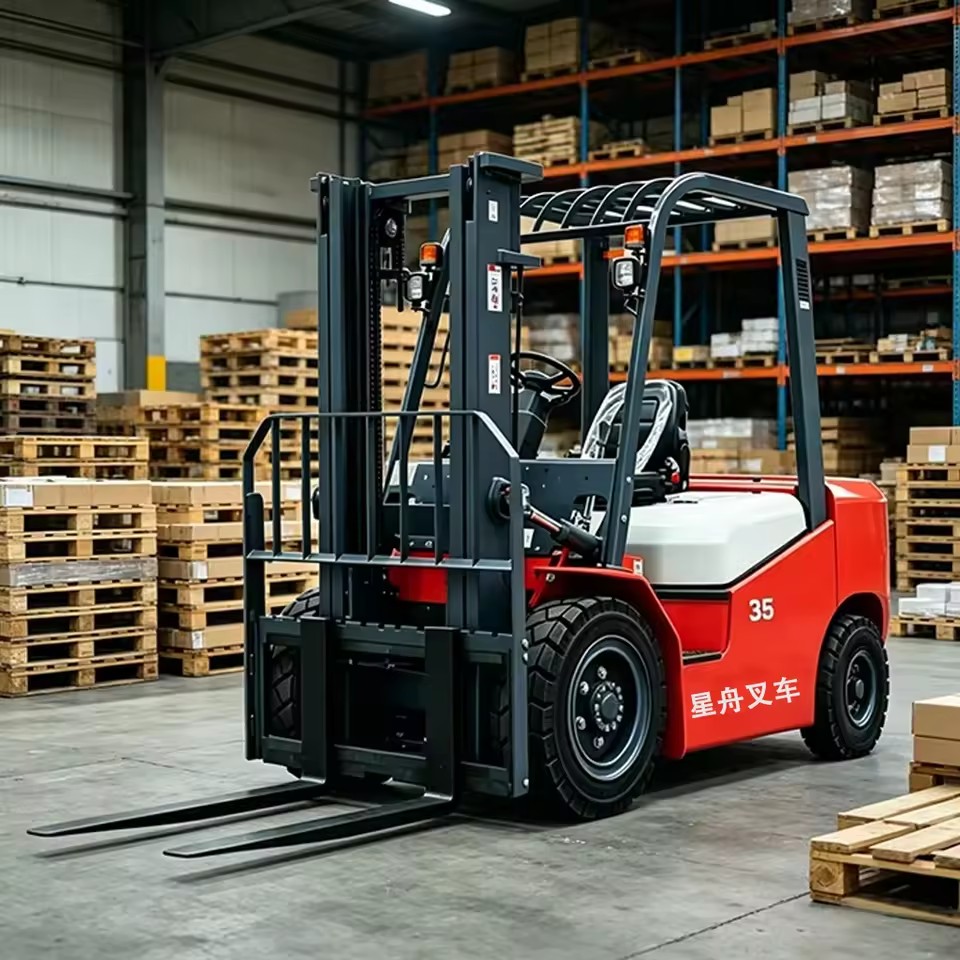 3.5 Ton XINGZHOU CPCD35 Rough Terrain Diesel Forklift Four Wheel Drive Three Stage Mast Outdoor Construction