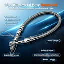 1M 316SS High Pressure 3000 Class Flexible Hose Safety Cable -Lok Natural Gas Metal Braided Tube Casting Polishing Chemical