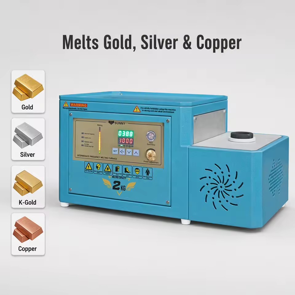 Silver Melting Furnace 1kg Mini Gold Smelter Portable Induction Electric Digital Control Copper Jewelry Casting Machine