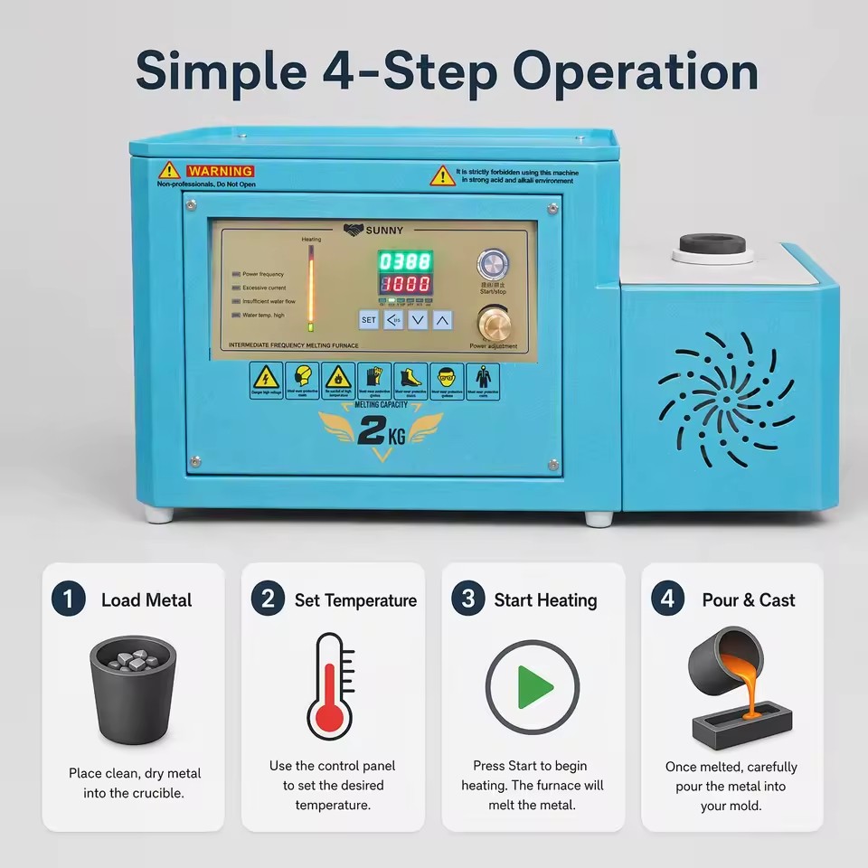 Lightweight Melting Furnace 1kg Mini Gold Smelter Portable Induction Electric Digital Temperature Control Jewelry Workshop