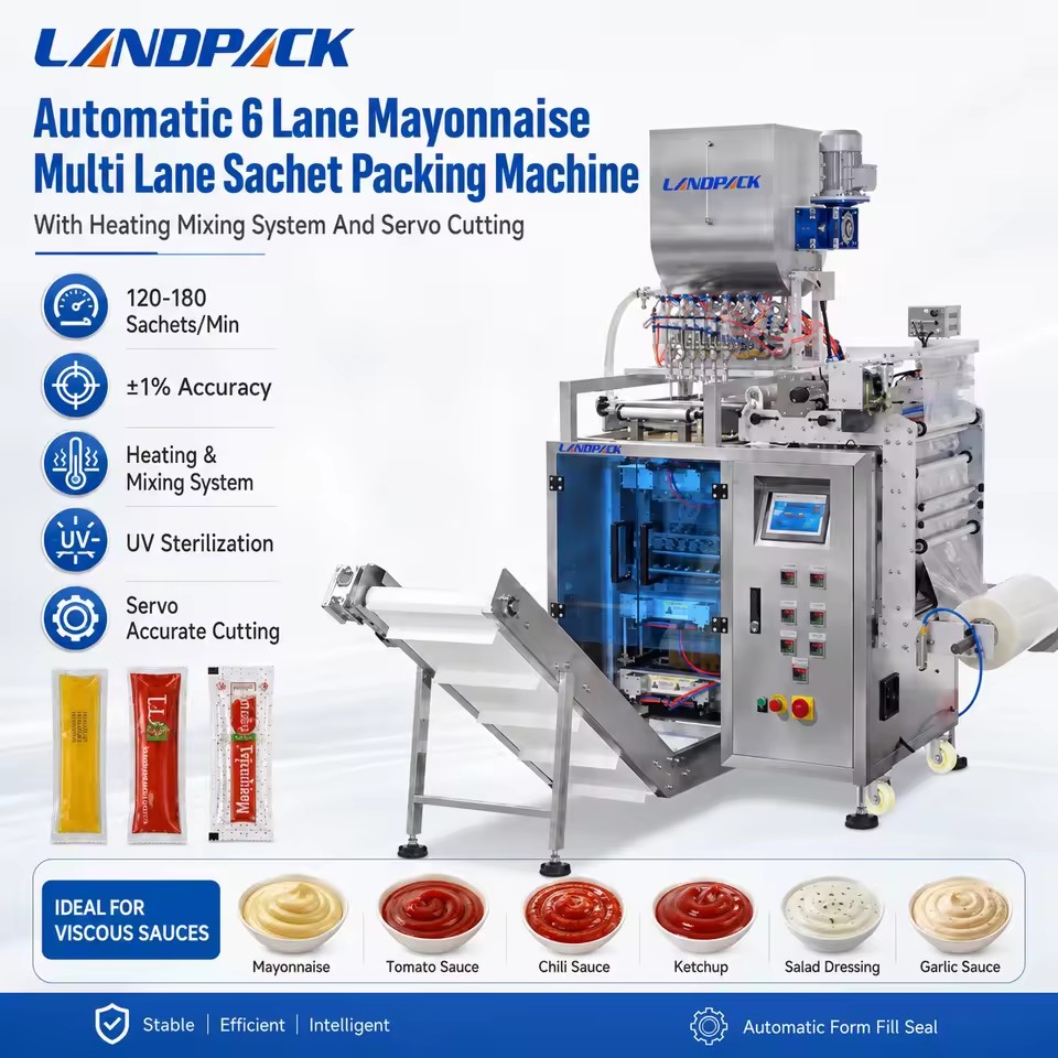 Vertical Multi Lane for Salad Dressing Mayo Sauce Shampoo Bearnaise Liquid Mayonnaise Cooking Oil Pouch Sachet Packing Machine