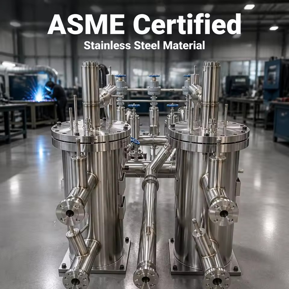 High Quality 304/316 Stainless Steel Vertical Cryogenic Valve Manifold Skid Pressure Vessel ASME Certified 2MPa Design Pressure