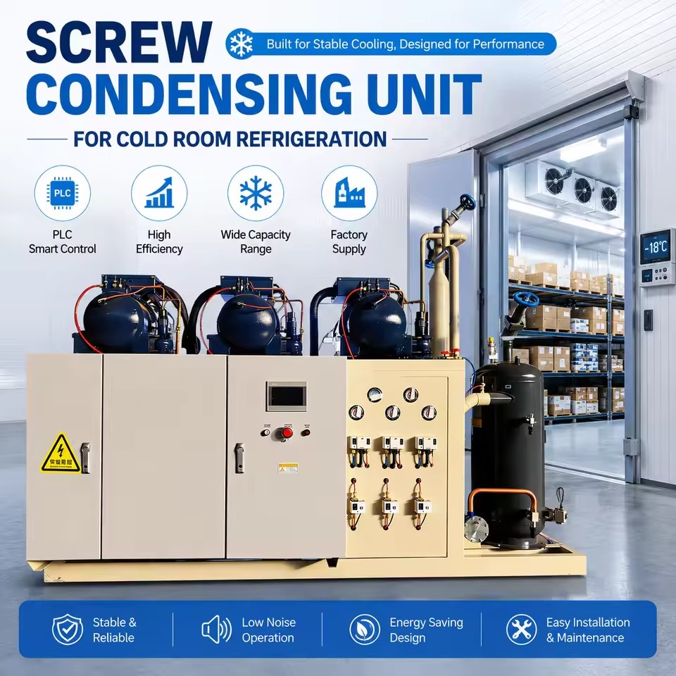 Industrial Screw Compressor Refrigeration System for Food Factory Cold Chain Logistics and Freezing Applications