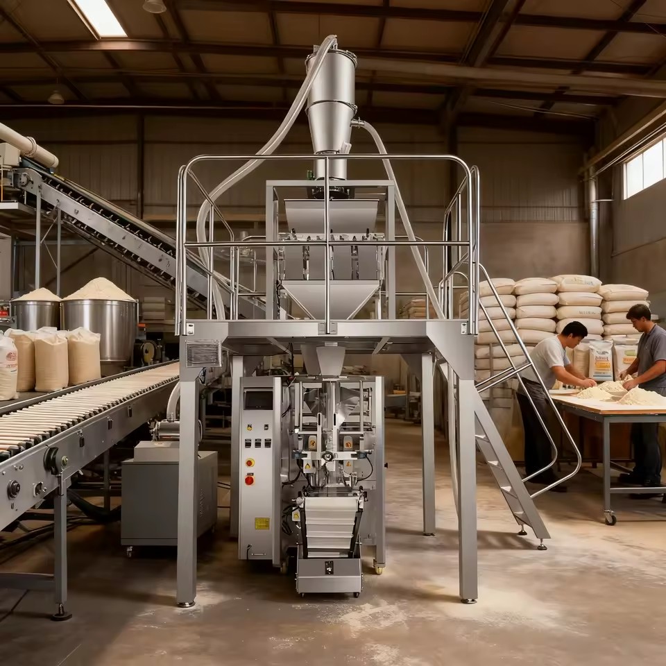 Avocado Powder Packing Machine | Vertical Form Fill Seal with Vacuum Feeder & Dust-Proof