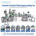 One Stop Automatic Clean Conveyor 5 Liter Bucket Filling Capping Labeling Line for Empty Container Finished Output