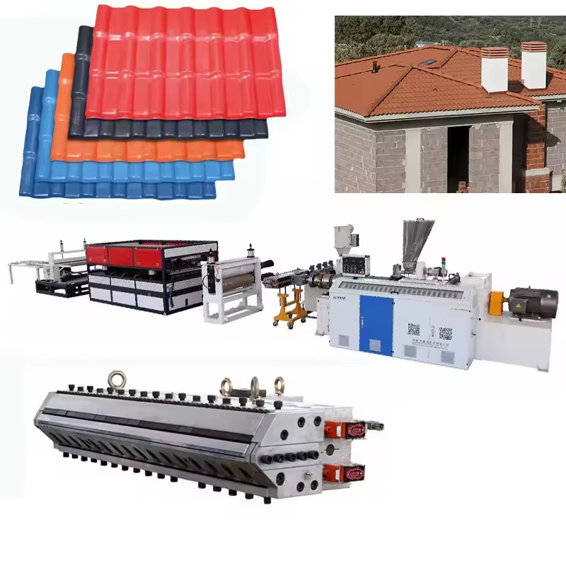 Automatic Co-rotating Conical Twin Screw Extruder Bearing Motor 80mm Diameter 380V 50Hz for PVC Roofing Sheets Profiles PLC