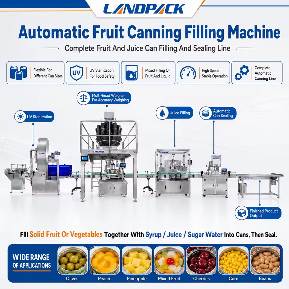 Pickle Canned Food Mixed Fruit Cocktail Cubes Slices Dice Pieces Chunk in Syrup Can Canning Filling and Seaming Line Machine
