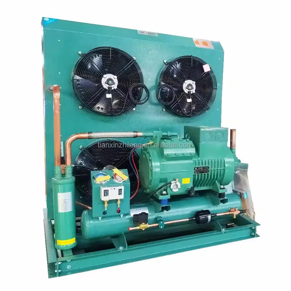 Energy Saving Condensing Unit Semi-Hermetic Reciprocating Compressor High-Airflow Axial Fan for Cold Rooms Commercial