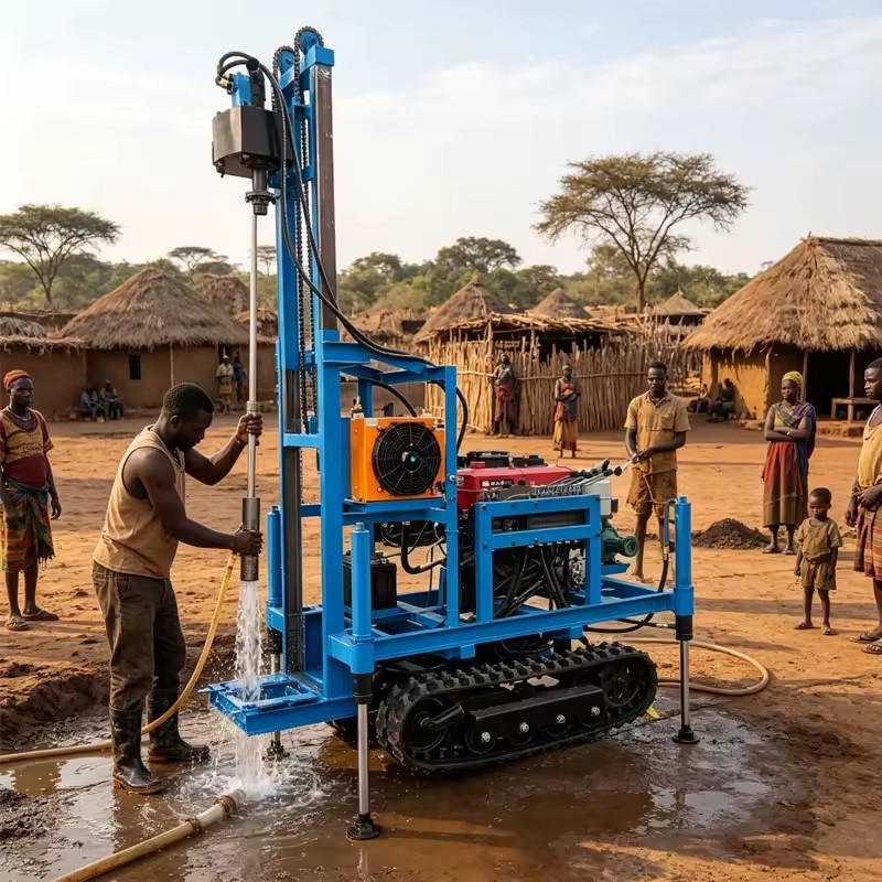 150m 200m Deep Tracked Mine Drilling Rig Portable Hydraulic Small Crawler Mounted Diesel Power Water Well Drilling Rig