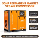 Energy Saving 50HP 37KW PM VFD Screw Air Compressor Dual Oil Separator Ultra Low Oil Content Industrial Air Compressor