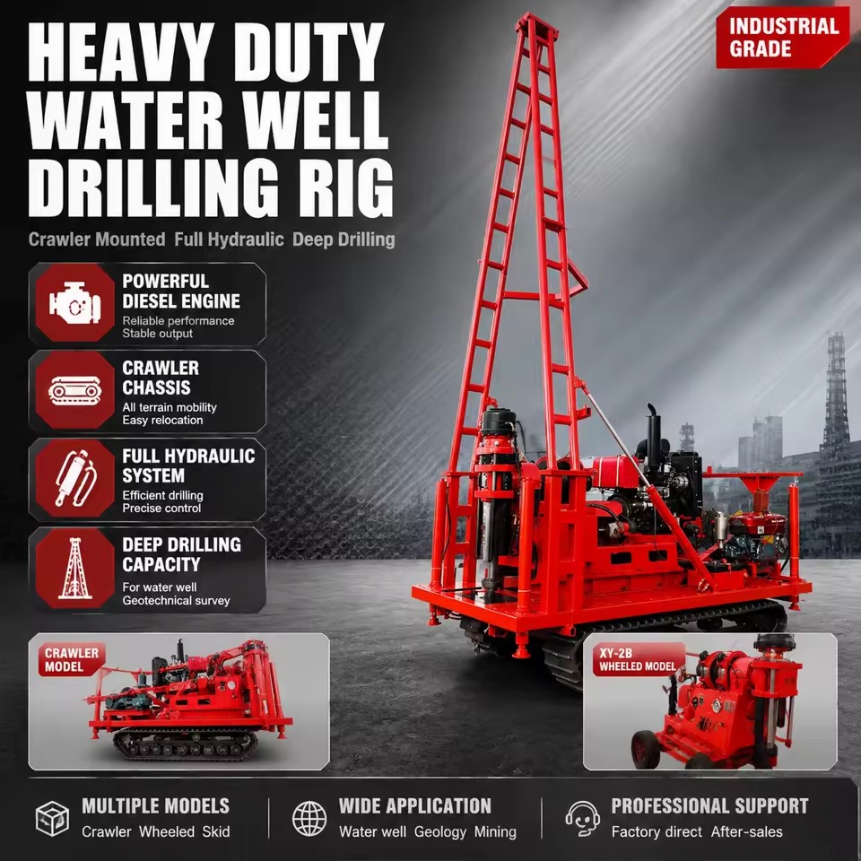 XY-2B Hydraulic Diesel-Powered Drilling Rig | 500m Geological Exploration Soil Rock Sampling Drilling Machine Engine Gear