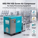 KRS PM VSD Screw Air Compressor 7.5kW-250kW for Dairy Processing Equipment Food and Beverage Processing Energy Saving Air System